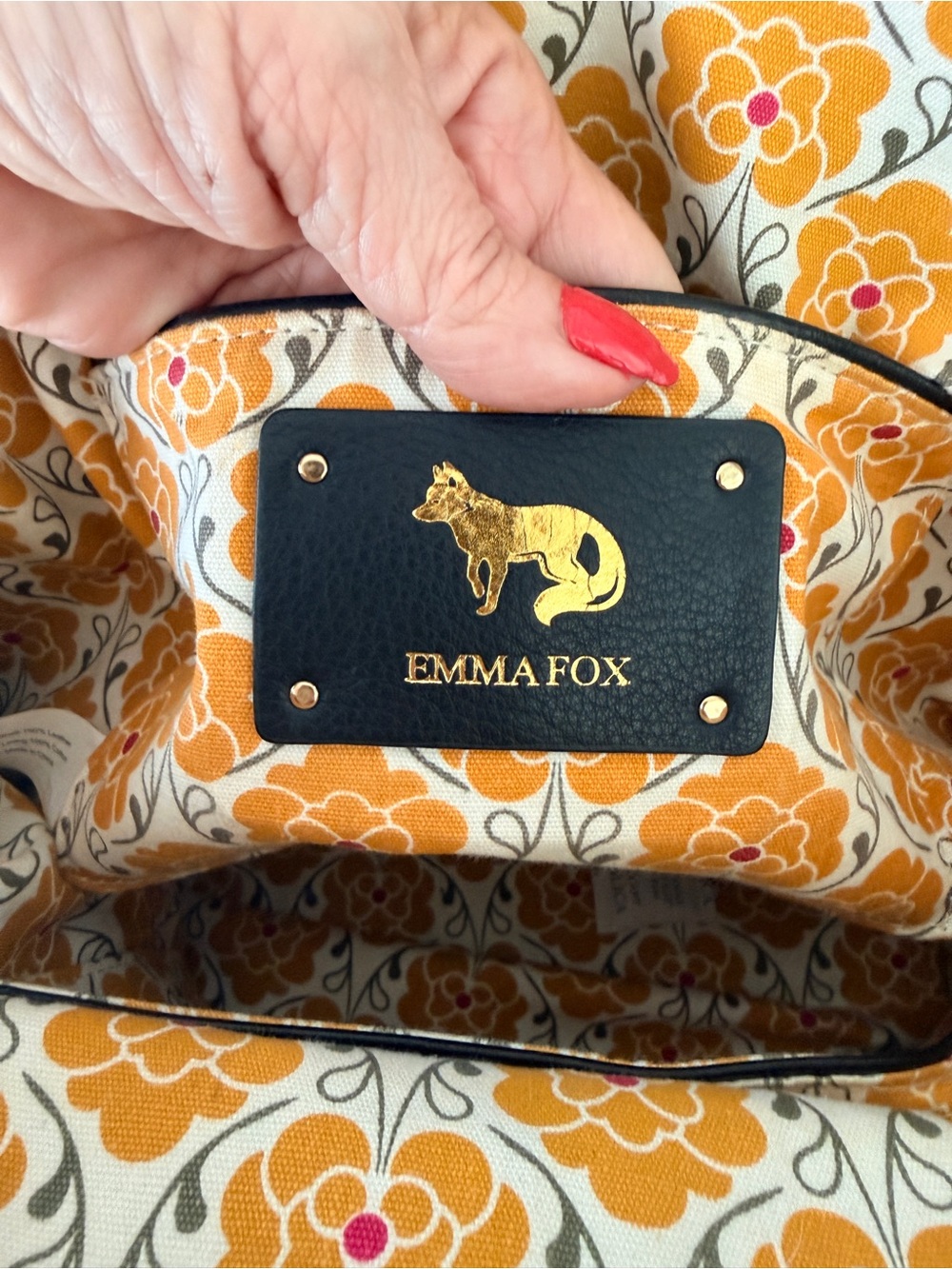 Emma Fox Black Label NWOT black
leather floral Lined Dome Satchel cross
Body - Picture 3 of 13